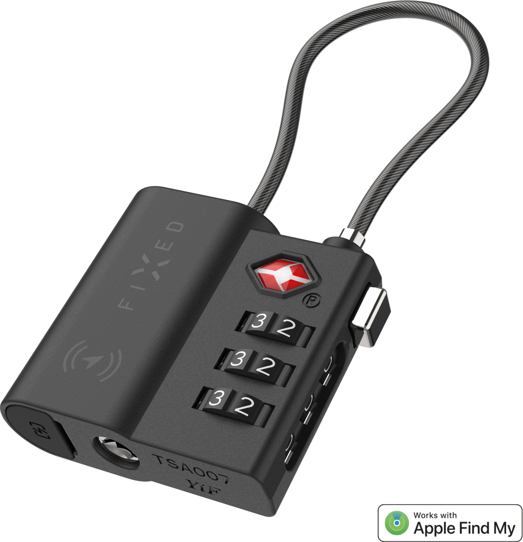 Levně Smart tracker FIXED Tag Lock s podporou Find My a TSA, černý