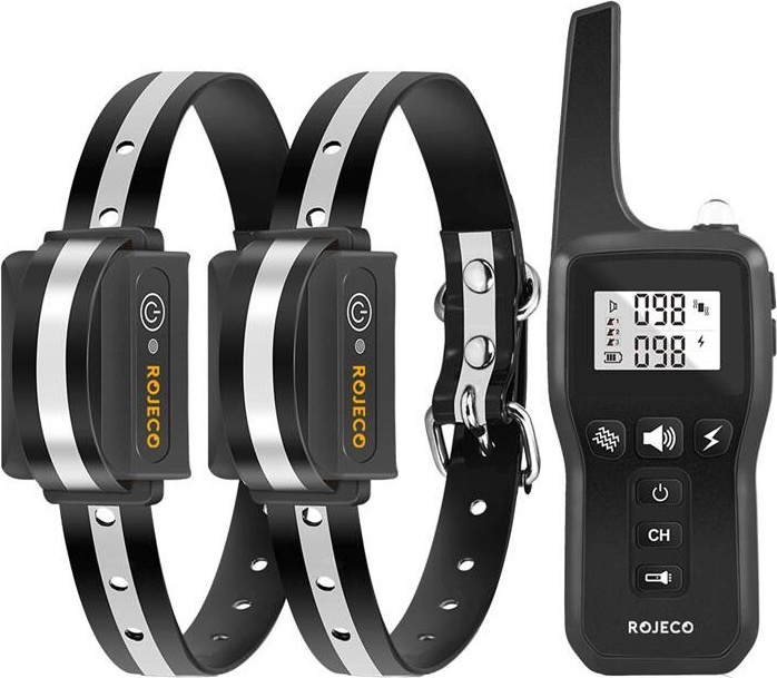 Rojeco PD529 1000m výcvikový obojek pro psy se 2 obojky (černý)