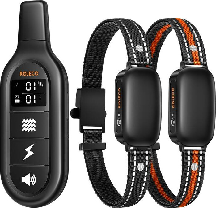 RojecoPD521 1000m výcvikový obojek pro psy se 2 obojky (černý)