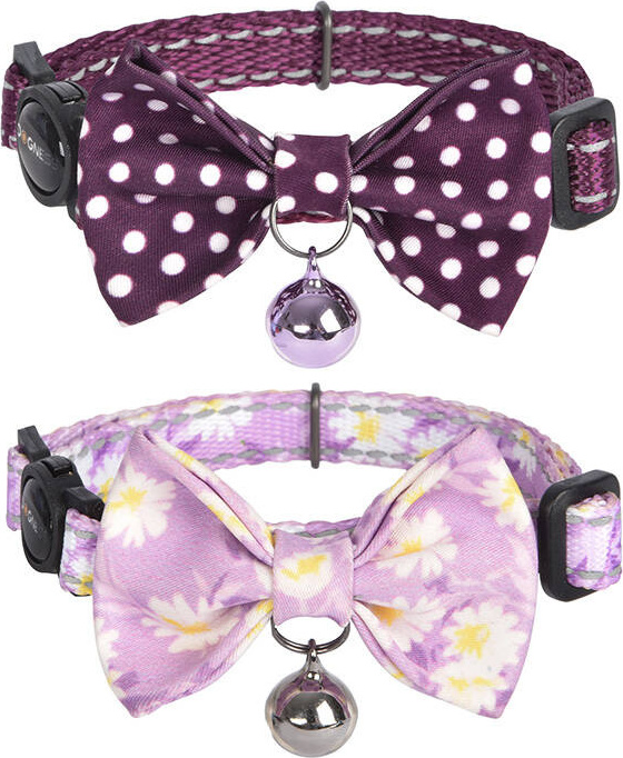 Sada obojků Dogness pro kočky 2 ks (Calamus Purple/Polka Dot Purple)