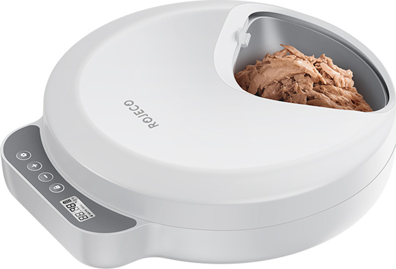 Krmítko pro kočky Rojeco F26 4 jídla tlačítková verze s 2x chladícími balíčky (bílé)