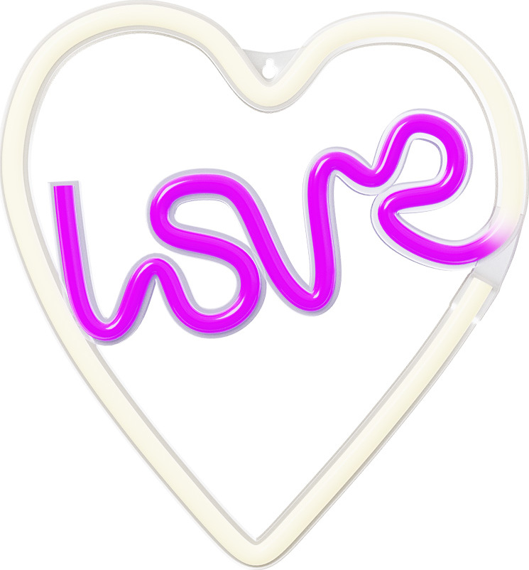 Neonové LED světlo LOVE HEART fialovobílé NNE02 Neolia