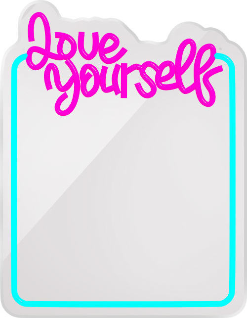 Neonové světlo se zrcadlem LED LOVE YOURSELF tyrkysově růžové FMNE01 Forever Light