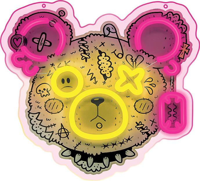 Neonové světlo ART LED PUNK TEDDY BEAR růžovo-žluté FLA01 Forever Light