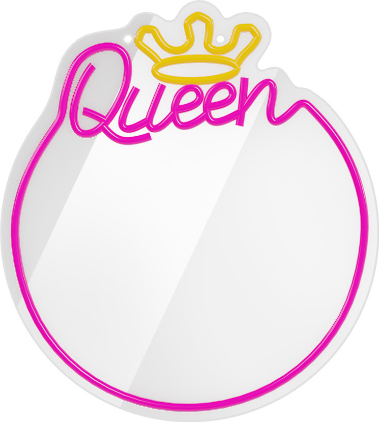 Neonové světlo se zrcadlem LED QUEEN teplá bílá růžová FMNE04 Forever Light