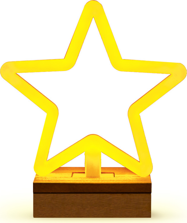 Neonový dřevěný stojan LED STAR teplá bílá FLNW04 Forever Light