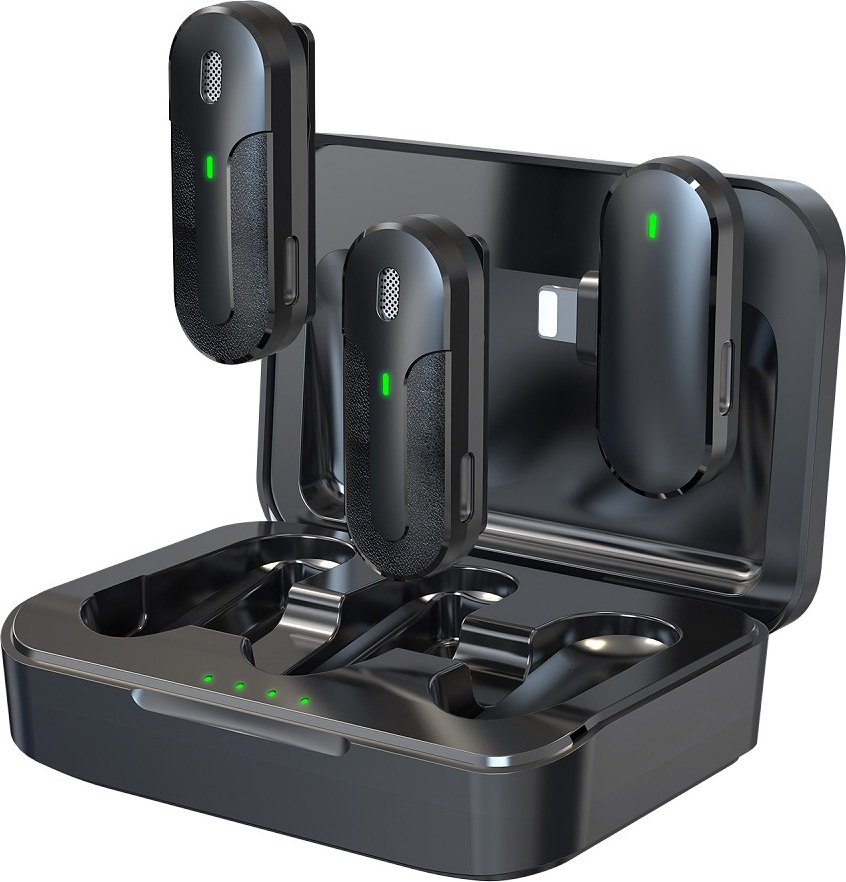 Bezdrátový mikrofon Devia pro smartphone Kintone Lightning 2v1 černý