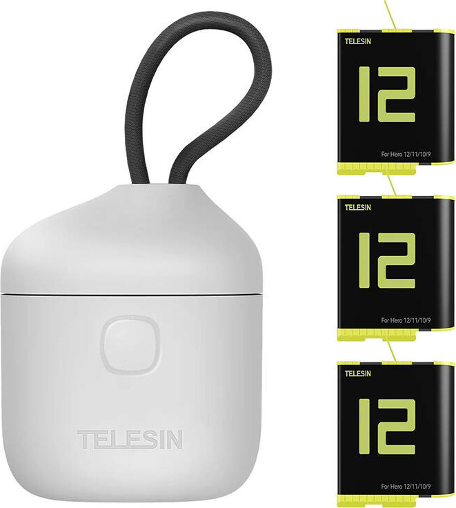 Trojkanálová nabíječka Telesin All-in box + 3 baterie pro GoPro Hero 12 / 11 / 10 / 9 (žlutá)