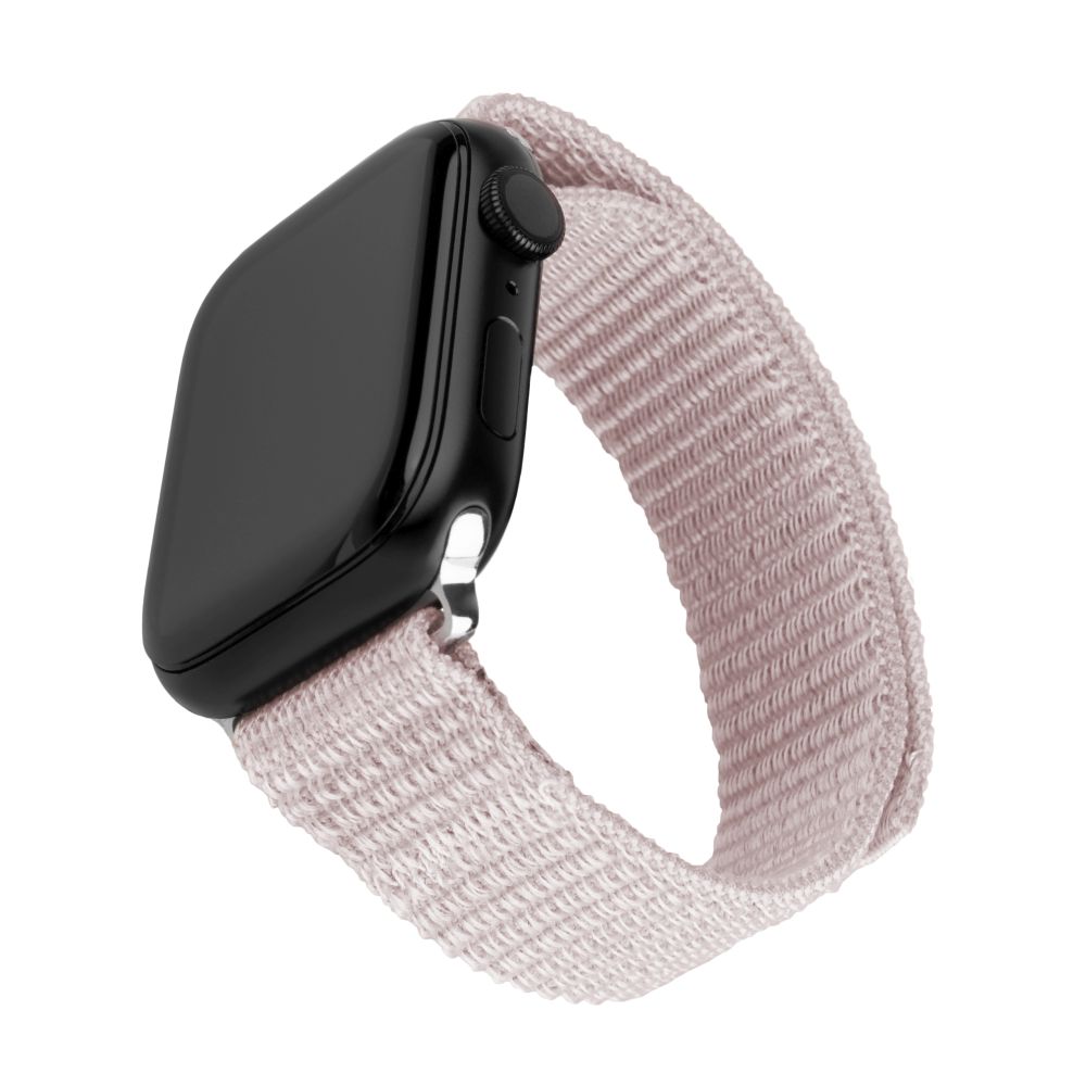 Nylonový řemínek FIXED Nylon Sporty Strap pro Apple Watch 42/44/45/46mm, růžově zlatý