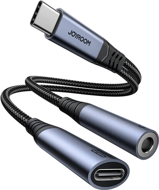 Audio adaptér 2 v 1 Joyroom SY-C02 Type-C na 3,5 mm + Type-C (černý)