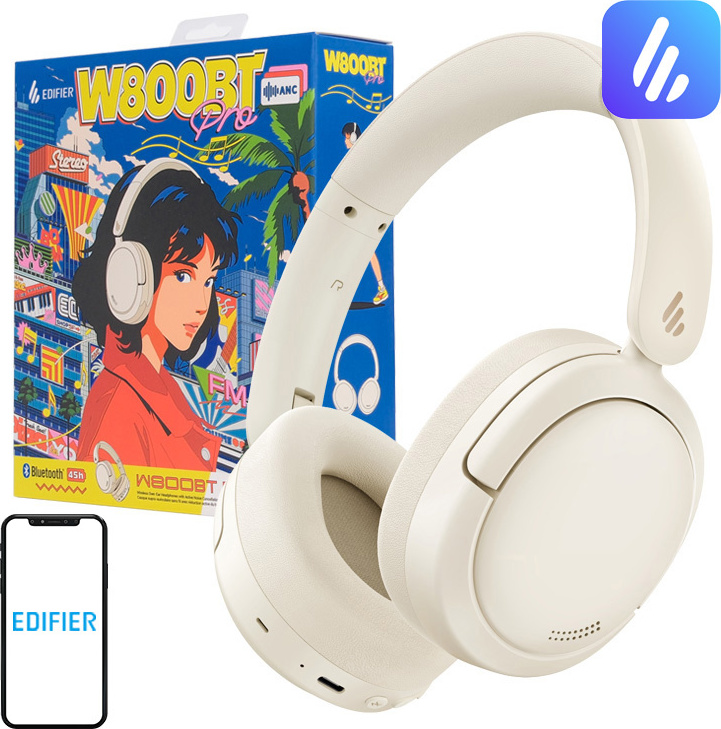 Edifier W800BT Pro Wireless Headphones, ANC Limited Edition (beige)