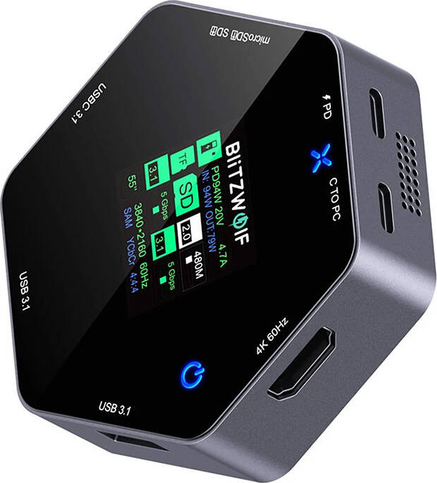 Dokovací stanice Blitzwolf 8v1 BW-TH16 USB 100W LCD chytrý displej