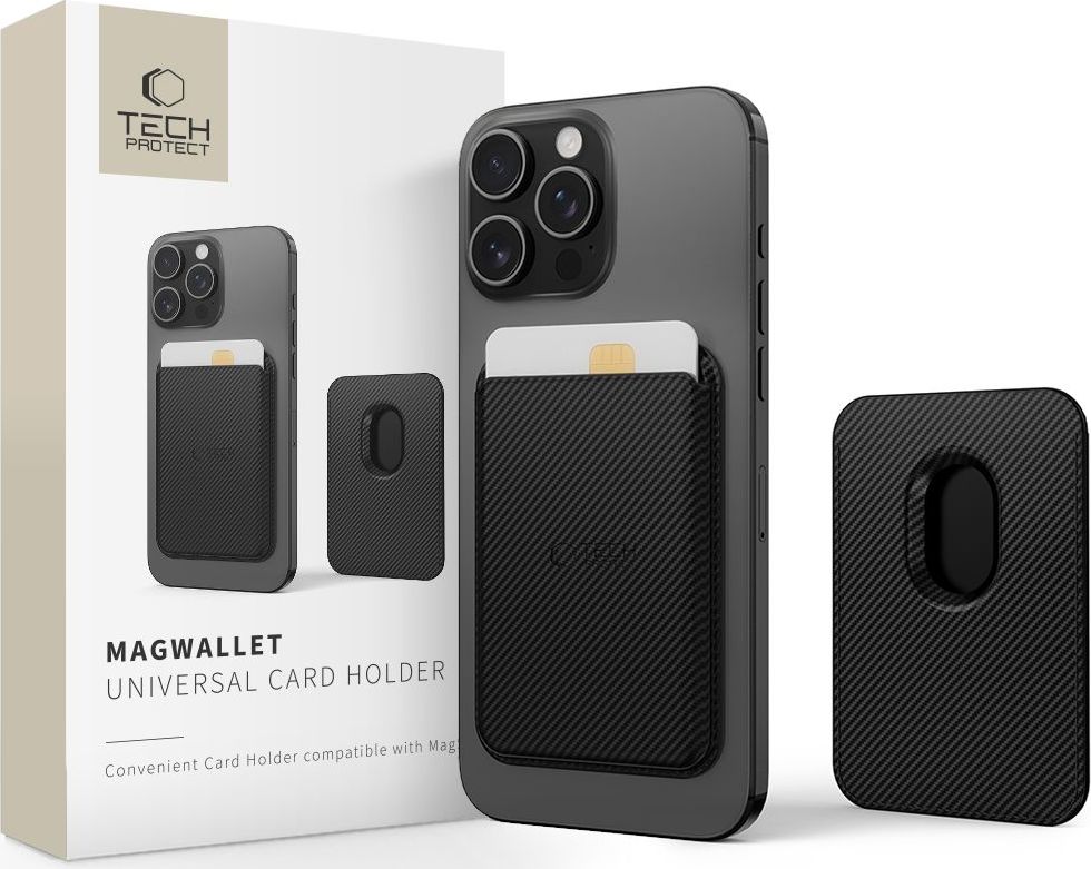 TECH-PROTECT MAGWALLET MAGSAFE UNIVERSAL MAGNETIC CARD HOLDER CARBON