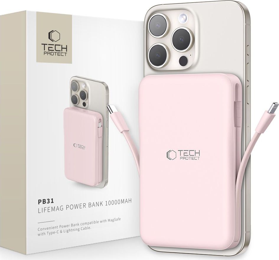 TECH-PROTECT PB31 LIFEMAG MAGSAFE POWER BANK 10000MAH PINK