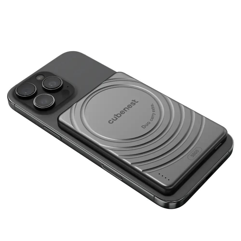 Cubenest Magnetická bezdrátová powerbanka SlimDual 5000 mAh S1B3D černá