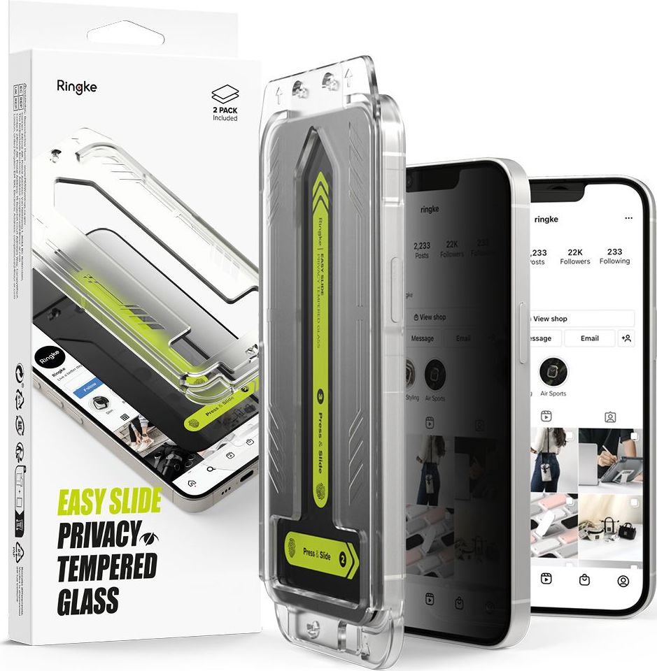 ZATMAVUJÍCÍ PRIVACY SKLO RINGKE EASY SLIDE 2-PACK IPHONE 13 / 13 PRO / 14 / 16E PRIVACY