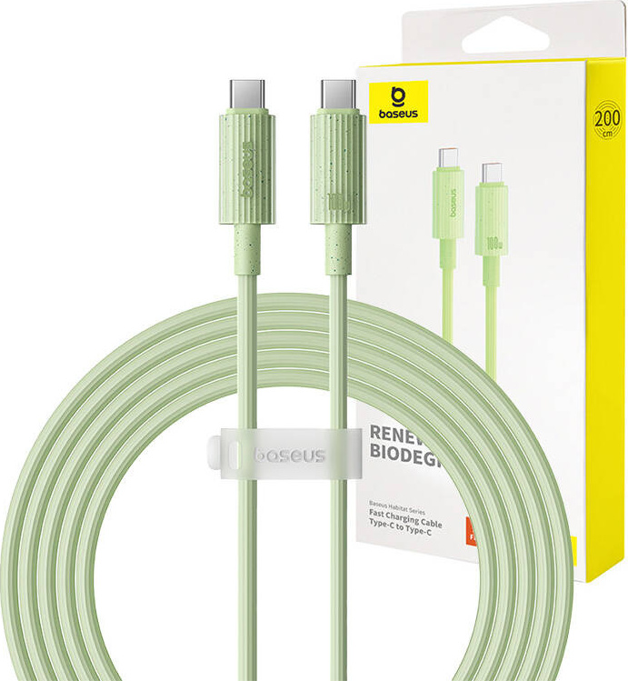Rychlonabíjecí kabel Baseus USB-C na USB-C Habitat Series 2m 100W (zelený)