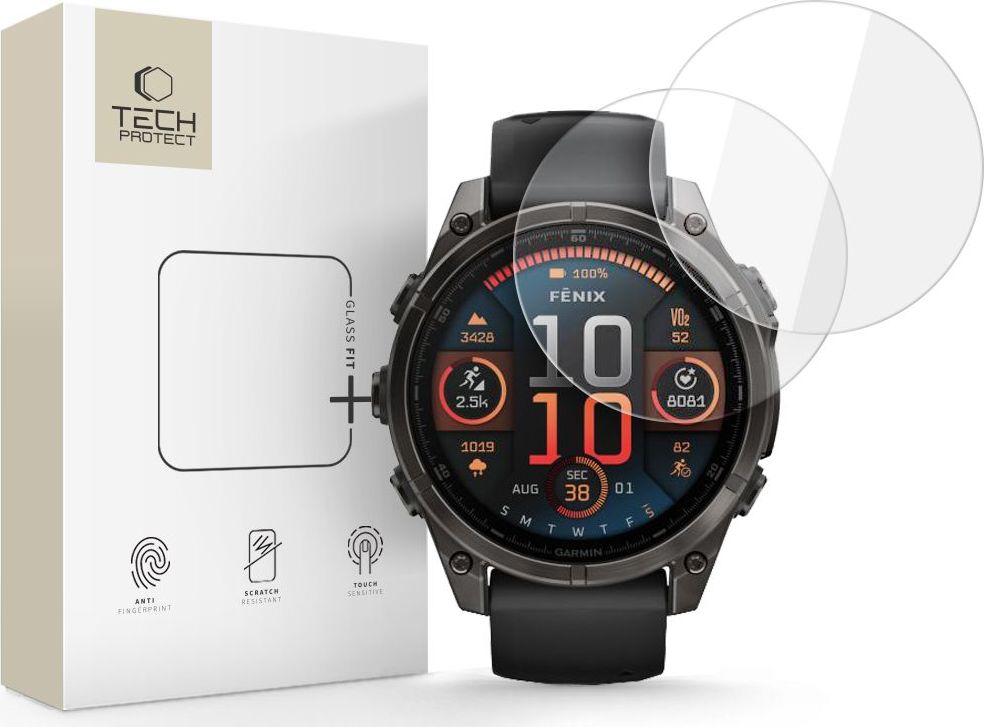 Tvrzené sklo TECH-PROTECT GLASS FIT+ 2-PACK GARMIN FENIX 8 (47 MM) CLEAR