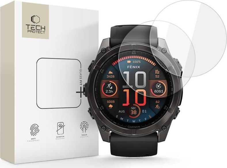 Tvrzené sklo TECH-PROTECT GLASS FIT+ 2-PACK GARMIN FENIX 8 (51 MM) CLEAR