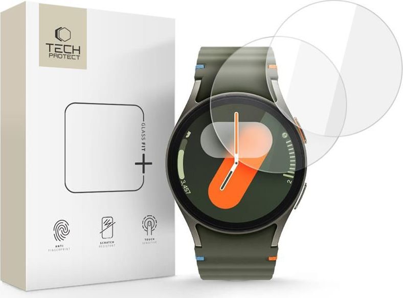 Tvrzené sklo TECH-PROTECT GLASS FIT+ 2-PACK SAMSUNG GALAXY WATCH 4 / 5 / 6 / 7 / FE (40 MM) CLEAR