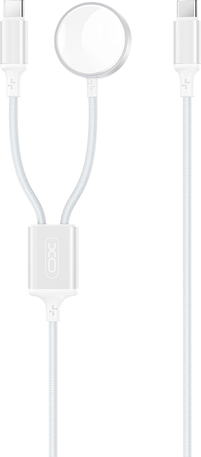 Bezdrátová indukční nabíječka XO CX030 bílá pro Apple Watch a iPhone s kabelem USB-C - USB-C 60W