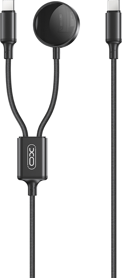 Bezdrátová indukční nabíječka 2v1 XO CX030 černá pro Apple Watch a iPhone s kabelem USB-C - USB-C 60W