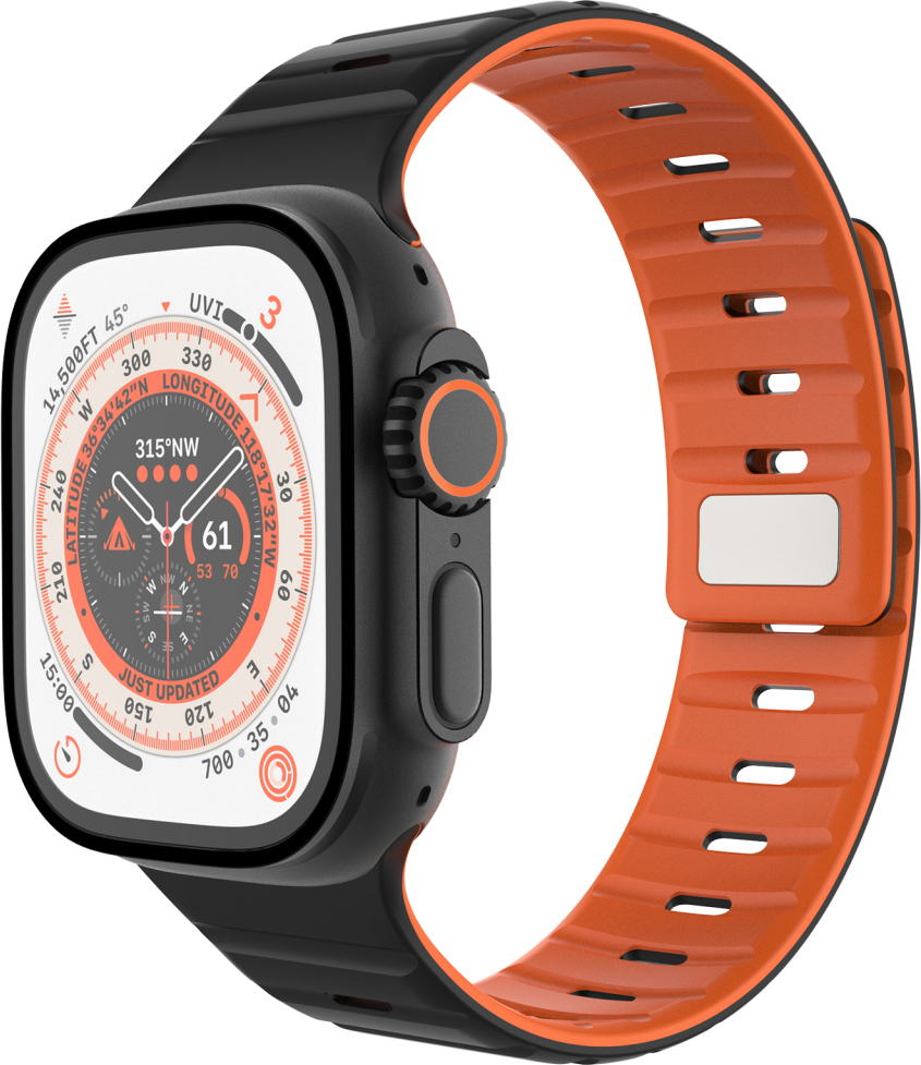 Magnetický řemínek FIXED Silicone Magnetic Strap pro Apple Watch 44/45/46/49mm, černý