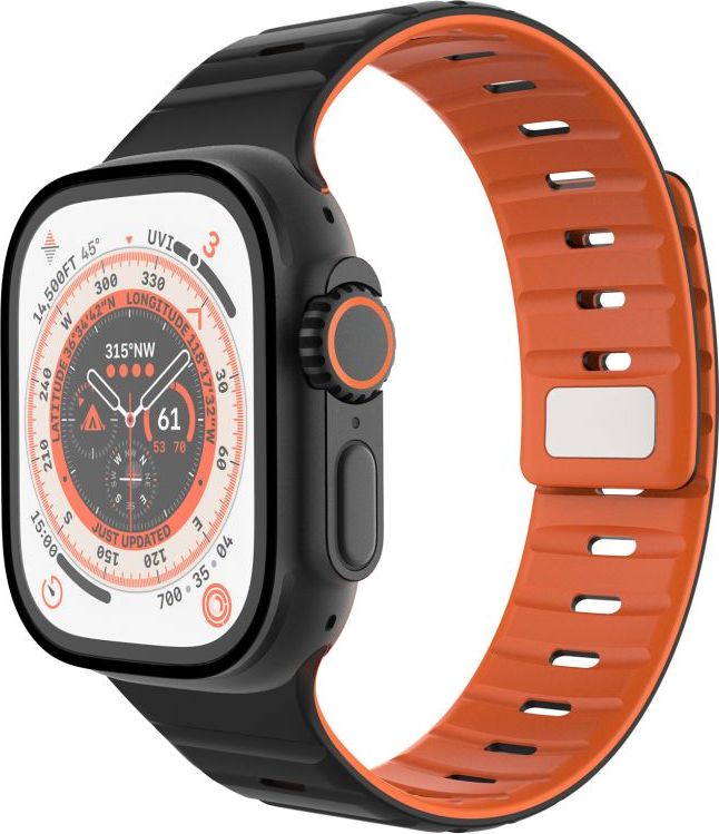 Magnetický řemínek FIXED Silicone Magnetic Strap pro Apple Watch 44/45/46/49mm, černý