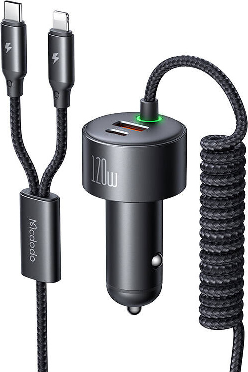 Autonabíječka Mcdodo CC-0370, USB-C, Lightning, 120W, zatahovací kabely