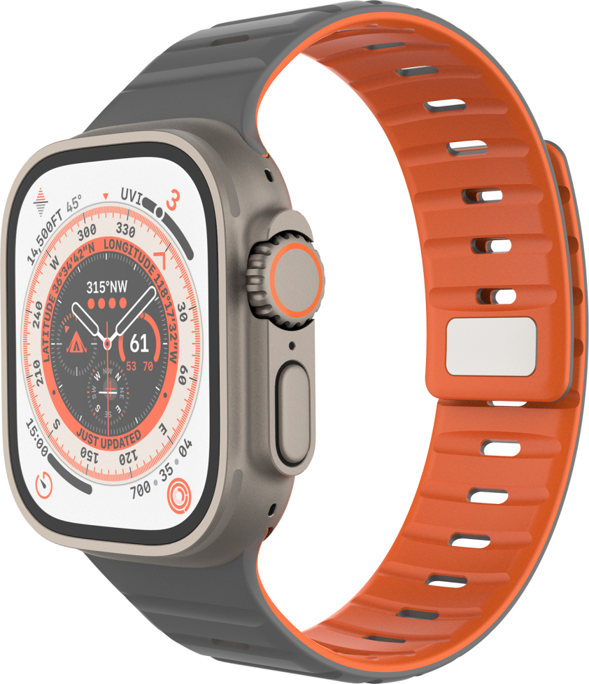 Magnetický řemínek FIXED Silicone Magnetic Strap pro Apple Watch 44/45/46/49mm, světle šedý