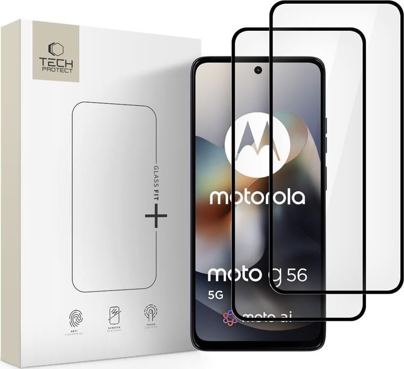 Tvrzené sklo TECH-PROTECT GLASS FIT+ 2-PACK MOTOROLA MOTO G56 5G BLACK