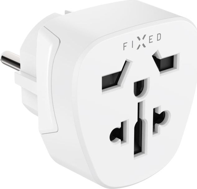 Adaptér FIXED EU Adapter 2 pro zapojení UK, US, AUS zařízení do EU zásuvek, bílý