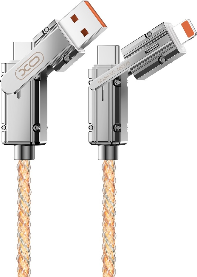 Kabel XO NB276 4v1 USB-C - Lightning + USB - USB-C 60W 1m šedý
