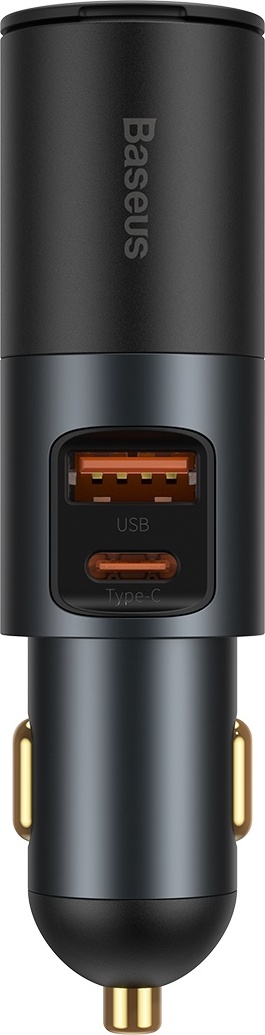 Autonabíječka Baseus Share Together PD 120W 1x USB 1x USB-C šedá se zásuvkou do autozapalovače
