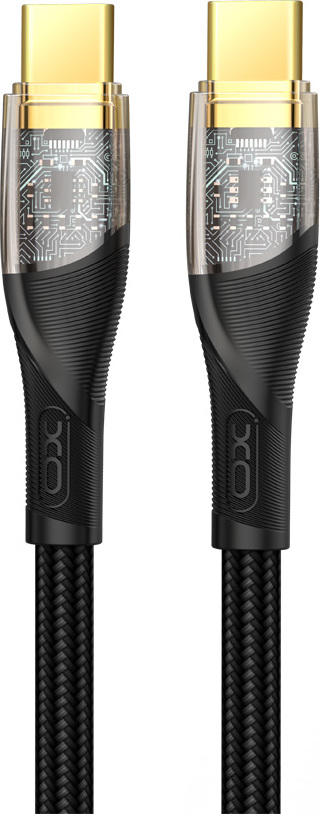 XO Průhledný kabel NB-Q223B USB-C - USB-C 1m 60W černý