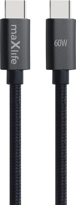 Kabel Maxlife MXUC-12 USB-C - USB-C 2m 60W černý