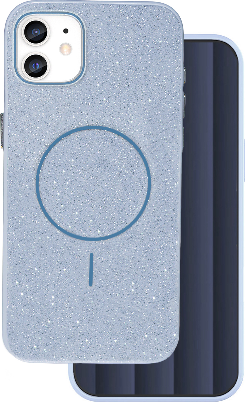 Glitter Thin Mag kryt pro iPhone 12 / 12 Pro 6,1" modrý