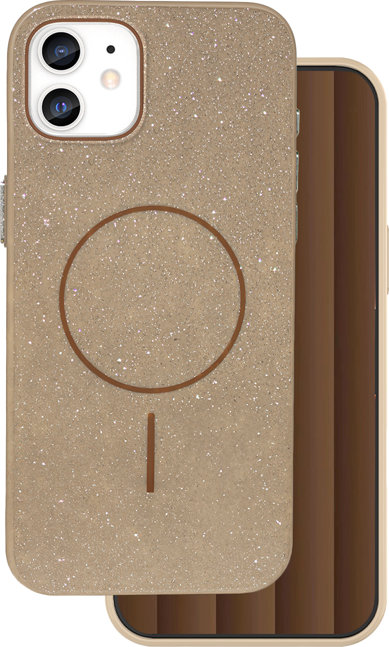 Glitter Thin Mag kryt pro iPhone 12 / 12 Pro 6,1" hnědý