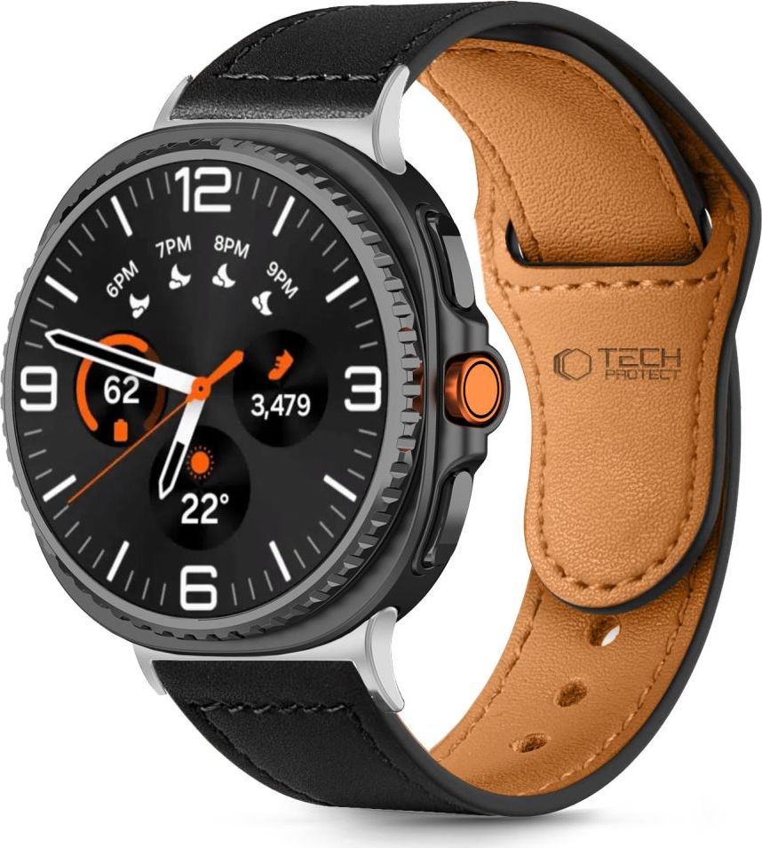 TECH-PROTECT ŘEMÍNEK LEATHERFIT SAMSUNG GALAXY WATCH 8 / CLASSIC (40 / 44 / 46 MM) BLACK