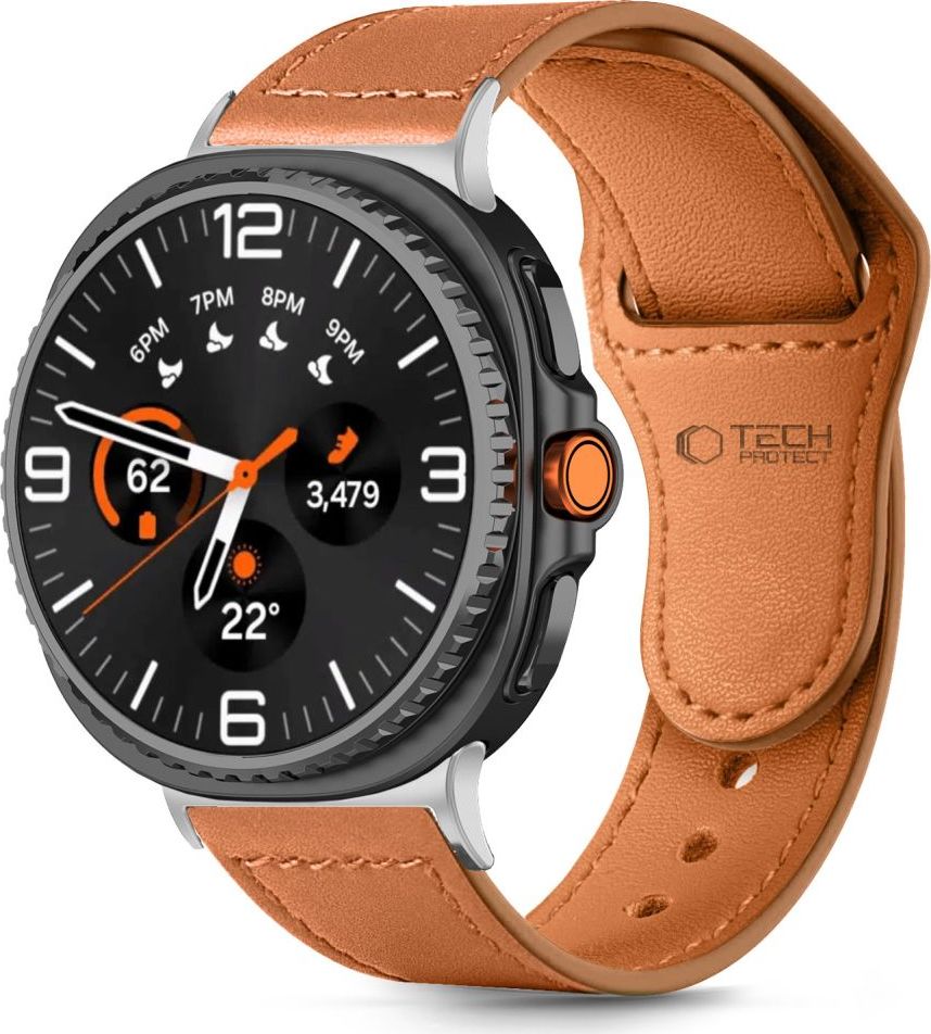 TECH-PROTECT ŘEMÍNEK LEATHERFIT SAMSUNG GALAXY WATCH 8 / CLASSIC (40 / 44 / 46 MM) BROWN