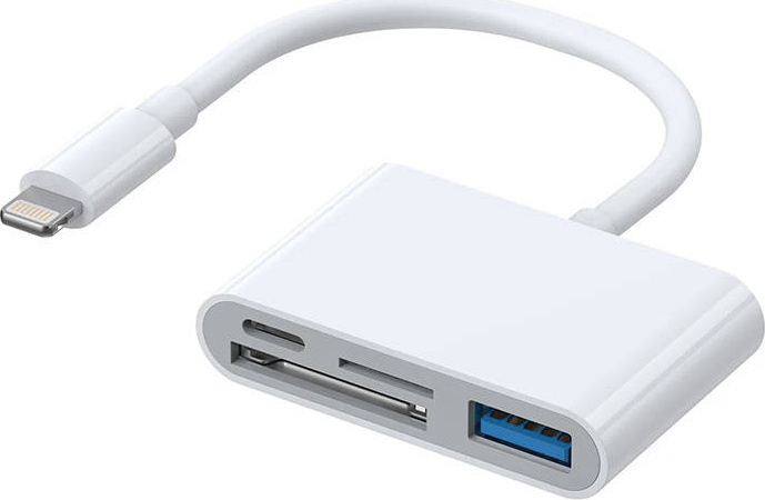 Adaptér Lightning na USB OTG Čtečka karet SD Joyroom S-H142, microSD (bílá)