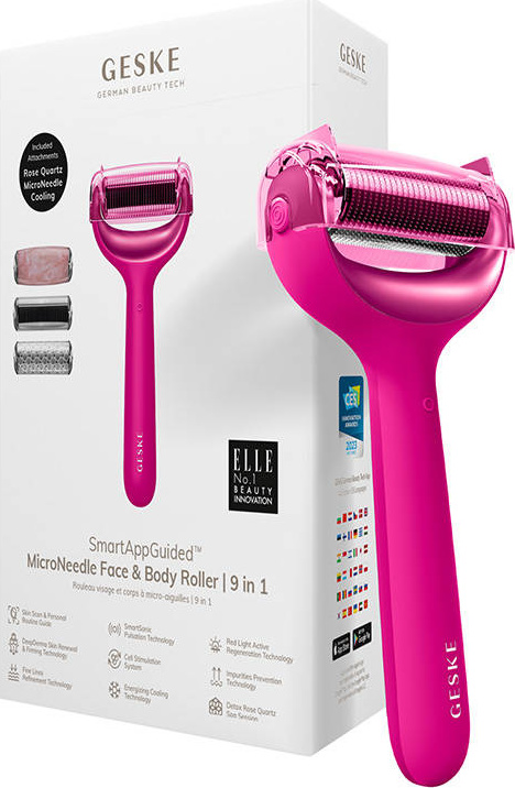 Mikrojehličkový váleček / derma roller na obličej a tělo 9v1 s aplikací (purpurový)