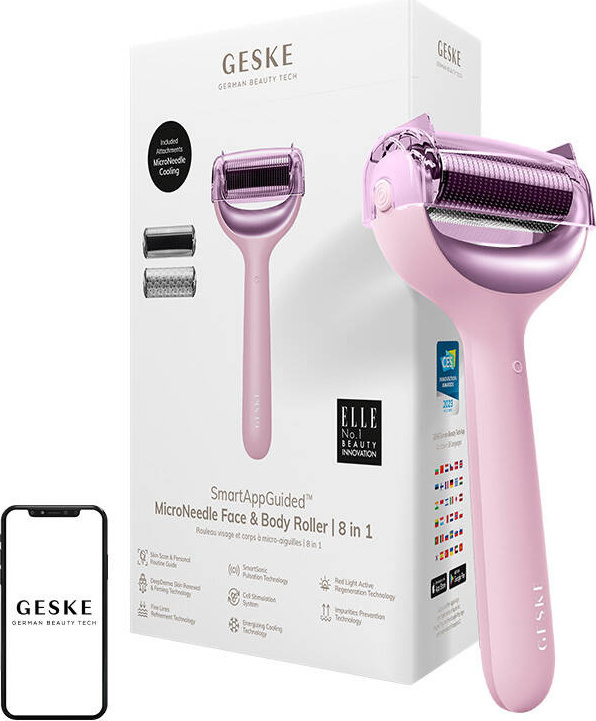 Mikrojehličkový váleček / derma roller na obličej a tělo 8v1 Geske s aplikací (starlight)