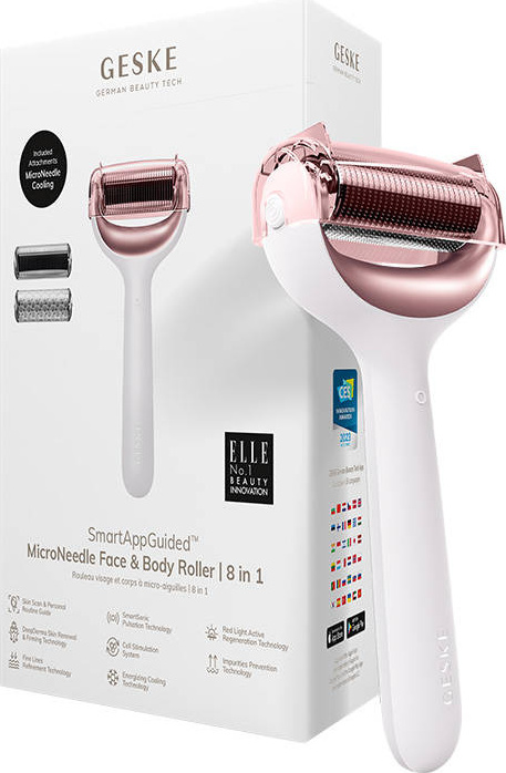Mikrojehličkový váleček / derma roller na obličej a tělo 8v1 Geske s aplikací (starlight)