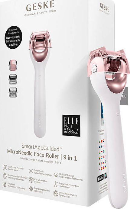 Mikrojehličkový váleček / derma roller na obličej 9v1 Geske s aplikací (starlight)