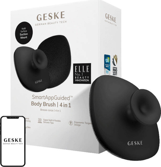 Geske tělový kartáček pro čištění pleti 4 v 1s aplikací na telefon (šedý)