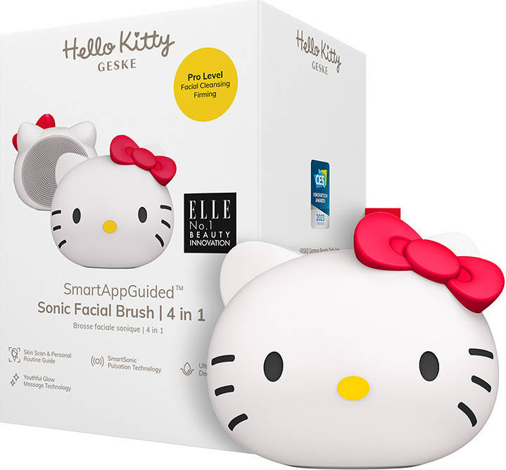 Sonický kartáček na čištění pleti na obličej 4v1 Geske s aplikací (Hello Kitty Starlight)