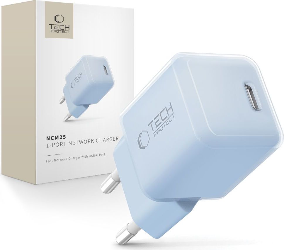 TECH-PROTECT NCM25 1-PORT NETWORK CHARGER PD 25W BABY BLUE