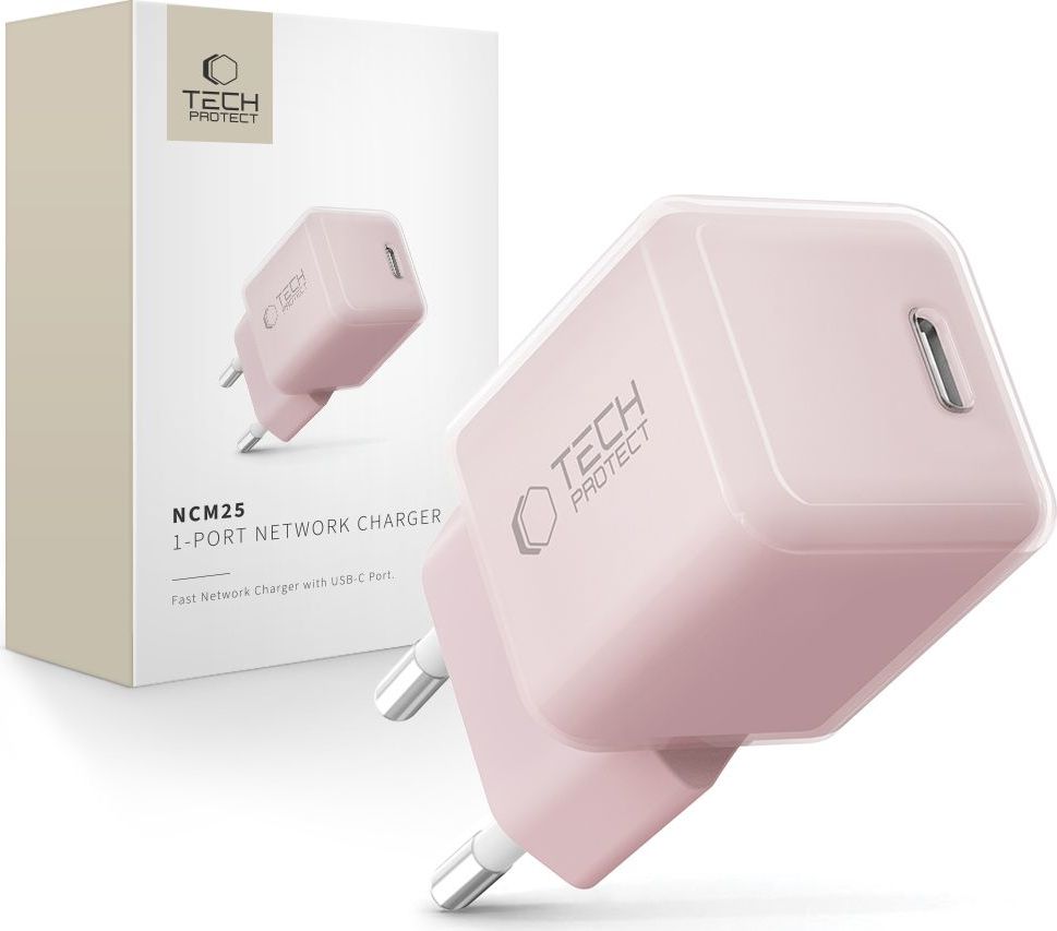 TECH-PROTECT NCM25 1-PORT NETWORK CHARGER PD 25W BABY PINK