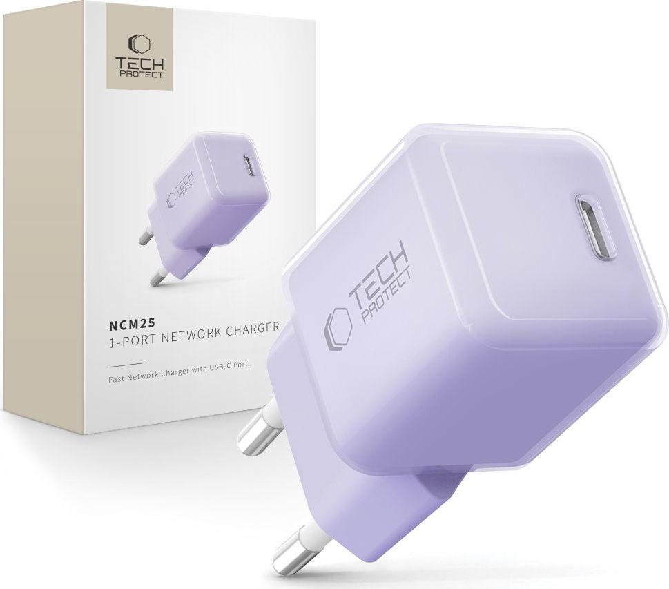 TECH-PROTECT NCM25 1-PORT NETWORK CHARGER PD 25W BABY PURPLE